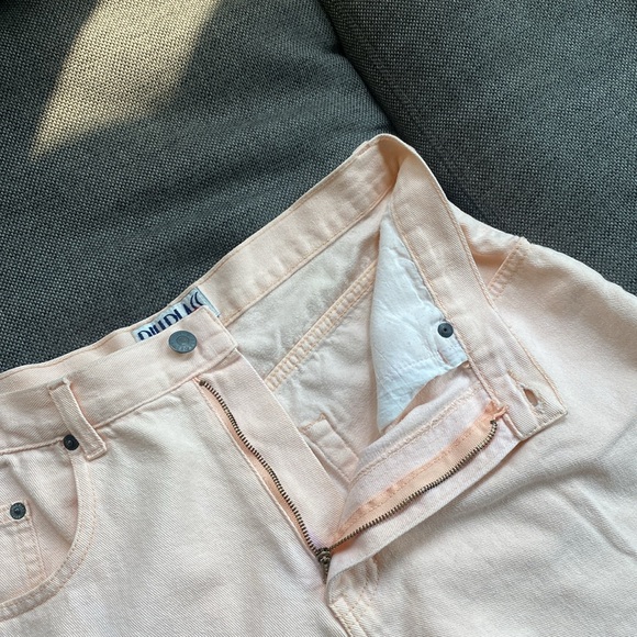 VINTAGE 90s Bill Blass Light Pink Denim Jean Shorts High Waist 4" Inseam Sz 8 - Picture 10 of 11